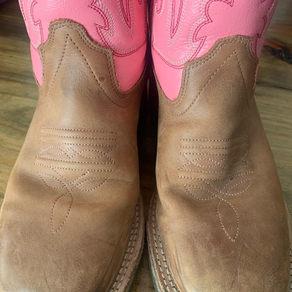Girls Old West leather pink boots Size 1.5D - Picture 2 of 6